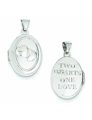 Genuine 14K Yellow Gold White Gold 17mm Double Hearts Oval Locket 0.7 Grams Of Gold 100% Satisfaction Guaranteed.