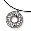 Brushed Titanium Circle (30mm) Pendant on 18 Inch Leather Cord