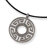 Chisel Brushed Titanium Circle (30mm) Pendant on 18 Inch Leather Cord