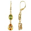 14K Yellow Gold Peridot, Citrine and Diamond Earrings