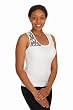 Veria Work Out Tank Shoulder Henna Print - White