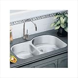 Bundle-88 Lusterone Harmony 20 x 31.25 Double Bowl Kitchen Sink Smaller Bowl: Right, Bowl Depth: 7.5