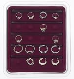 Velvet Jewelry Tray - Stacking 20 Ring Holder (Burgundy) (1.5 H x 8.25 W x 9.25 D)