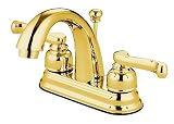 Elements of Design EB5612FL 4 Centerset Bathroom Faucet with High Rise Spout, Polished Brass
