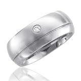 Men's Stainless Steel Diamond Band Ring (H, SI, 0.05 carat)-Band Width:8mm
