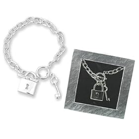 Lock and KEY Silver Toggle Bracelet w  Gift Box!