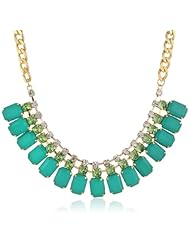 Fancy Collar 2 Rows of Rhinestone Coral Resin with Chain Clear Necklace, 18"