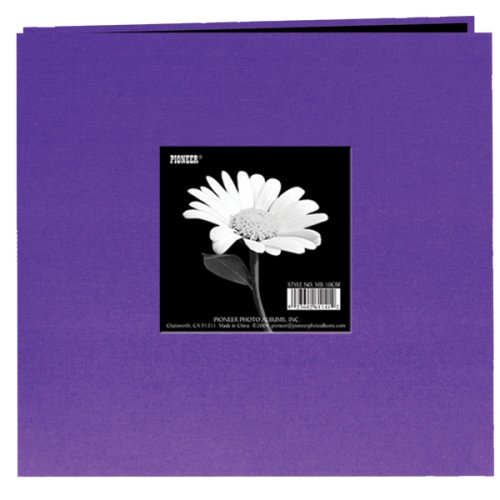 Pioneer 8 Inch by 8 Inch Postbound Fabric Frame Cover Memory Book, Grape Purple