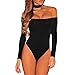 Eiffel Women's Choker Long Sleeves Off Shoulder Stretchy Bodysuit Jumpsuit Romper Summer Crop Tops
