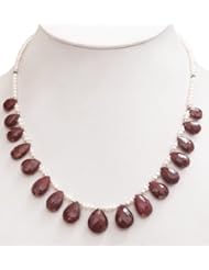 Natural Stunning Fresh Water Pearl & Ruby Drops Beaded Necklace