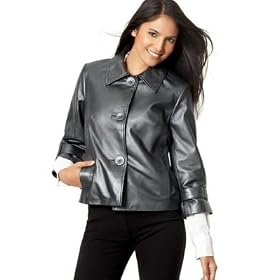 Alfani Three-Quarter-Sleeve Metallic Leather Jacket with Buckles by Alfani