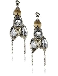 TED ROSSI "Urban Warrior" Embossed Leather Crystal Earrings