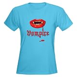 Artsmith, Inc. Women's Dark T-Shirt Vampire Fangs Dracula - Caribbean Blue, Medium