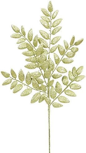 22" Lime Glitter Honey Locust Artificial Christmas Spray, 6 per Bag