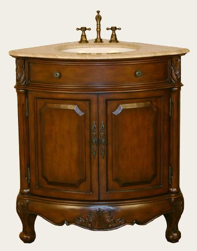 Hand Crafted Two Door Corner Single Sink Bathroom Vanity