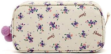 TY Quadrate Fresh Small Purple Flower Pattern with Fluff Balls Make up/Cosmetic Bag Cosmetics Storage
