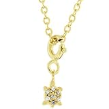 14k Gold Bonded 16mm x 4mm (Pendant Dimension) Tiny Turtle CZ Charm Necklace in Gold Tone (16in...