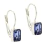 Sterling Silver Tanzanite cz stone emerald cut LeverBack Lever Back Earrings