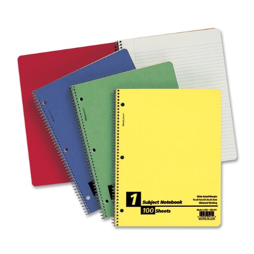 Ampad Wirelock Subject Notebook, College Rule, 8.5 x 11 Inches, 100 Sheets Per Notebook, Asst Colors (25-207)