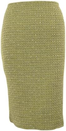 Calvin Klein Women's Metallic Flecked Tweed Woven Pencil Skirt (2P, Aloe)