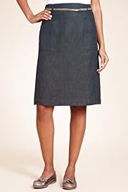 Pure Linen A-Line Knee Length Skirt with Belt