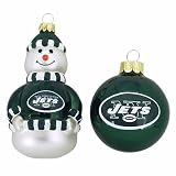 NFL New York Jets Snowman and Ball Mini Blown Glass Ornaments
