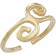 14K Yellow Gold Asymmetrical Scroll-Design Toe Ring