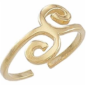 14K Yellow Gold Asymmetrical Scroll-Design Toe Ring