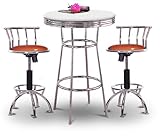 Chrome Bar Table & 2 Chrome Adjustable 24
