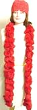 Imported Red Color Two Strand Luxurious Rabbit Fur Scarf for Women and Teens Offered in Combination with Hand Crocheted Chenille Gimp Skull Cap