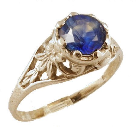 14k White Gold Vintage Style Filigree 1.15 Carat Ceylon Sapphire Ring, Sz 9
