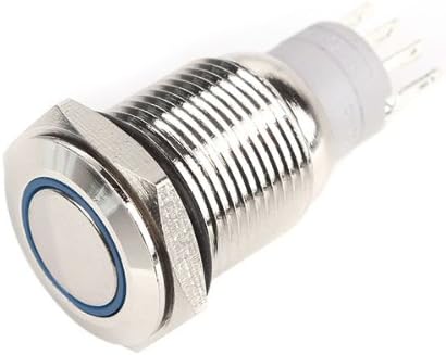 Generic Blue 16mm 12V LED Lighted Metal Push Button Angel Eye Latching Computer Switch