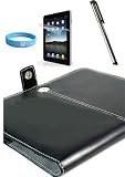 iPad Black Pu Leather Carrying Case + iPad Silver Stylus + iPad Anti-glare Screen Protector + Wisdom*Courage Wristband