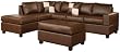 Bobkona Soft-Touch Reversible Bonded Leather Match 3-Piece Sectional Sofa Set, Walnut