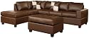 Bobkona Soft-Touch Reversible Bonded Leather Match 3-Piece Sectional Sofa Set, Walnut