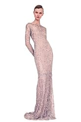 Sexy Long Sleeves Crystals Crystal Beaded Applique Lace Sequined Chiffon/Taffeta/Tulle Evening Dress 