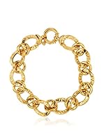 Bellavita Pulsera Fancy Shiny/Hammered Curb plata bañada en oro 18 ct