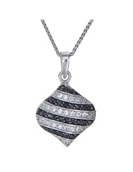 0.9 CT. Black and White Diamond Necklace In Sterling Silver with 18" Chain