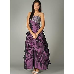 Gathered Glitter Ball Gown for Bridesmaid Formal Prom