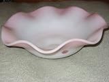 Vintage Fenton Art Glass Burmese Bowl w/ Handpainted Flowers & Raspberries (Artist Signed - L George) - 9 1/2 x 4 1/4 Inches