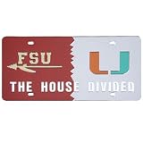 Florida State Seminoles (FSU)/Miami Hurricanes House Divided Mirror License Plate