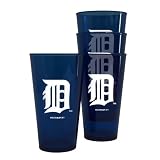 MLB Detroit Tigers 16-Ounce Colored Plastic Pints (4 Pack)