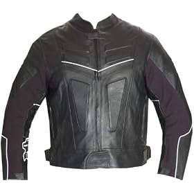 MOTORCYCLE JACKET RACING LEATHER CE ARMOR HUMP Black