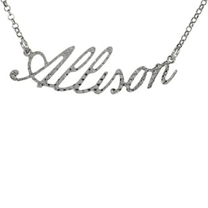 Sterling Silver ALLISON Name Pendant 16 in. Cable Chain Necklace (w/ 1 1/2 in. Extension) Diamond Cut Finish