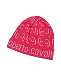 Roberto Cavalli - Roberto Cavalli All Over Logo Brim Knit Wool Skull Cap Coral