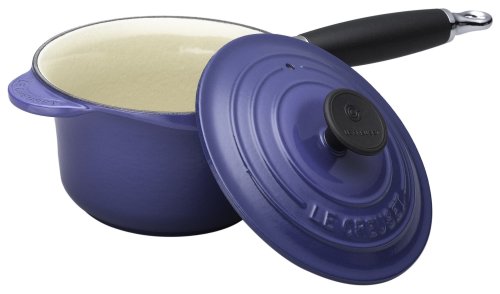 Le Creuset Enameled Cast-Iron 1-1/4-Quart Precision Pour Saucepan with Cover, Cobalt Blue