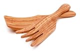 Berard French Olive Wood Crafted Wide Design Salad or Spaghetti Server Set
