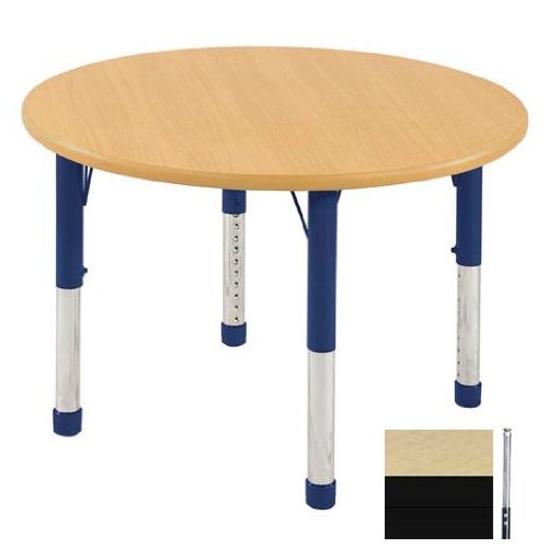 Early Childhood Resource ELR-14114-MBBK-SS 36 in. Maple Round Adjustable Activity Table with Black Edge and Black Standard Leg Nylon Swivel Glides