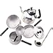 Children's Quality 6-piece Stainless Steel Cooking Playset for the Toy Kitchen *Cookware Set includes covered pot, tea kettle with lid, frying pan, saucepan, colander and a ladle*