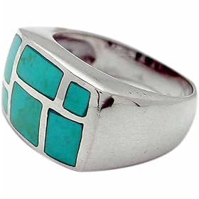 Sterling Silver Geometric Turquoise Inlay Ring